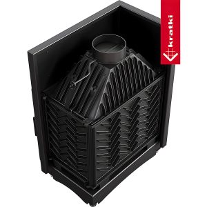 Μαντεμένιο ενεργειακό τζάκι Kratki Amelia L BS Deco 21kW αριστερή γωνία