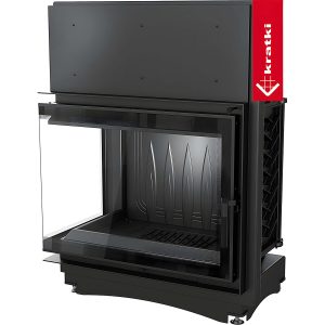 Μοντέρνο ενεργειακό τζάκι Kratki Amelia L BS Deco 21kW αριστερή γωνία