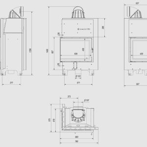 Kratki MBZ L BS Black Ενεργειακό Τζάκι Ξύλου Αερόθερμο 13kW Αριστερή Γωνία με Ανοιγόμενη Πόρτα