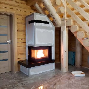 Μοντέρνο σαλόνι με ενεργειακό αριστερό γωνιακό τζάκι Kratki Maja L BS Deco