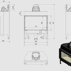 Kratki Nadia 12 Black Ενεργειακό Τζάκι Ξύλου Αερόθερμο 12kW Ίσιο με Ανοιγόμενη Πόρτα