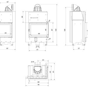 Kratki MBZ P BS Black Ενεργειακό Τζάκι Ξύλου Αερόθερμο 13kW Δεξιά Γωνία με Ανοιγόμενη Πόρτα