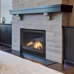 Τζάκι ξύλου Kratki Antek PF σε minimal εσωτερικό χώρο κατοικίας