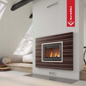 Ενεργειακό τζάκι Kratki Antek PF σε μοντέρνο σαλόνι με minimal διακόσμηση