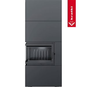 Γωνιακό ενεργειακό τζάκι Kratki Simple Box L S Black 8kW αριστερό ανοιγόμενο