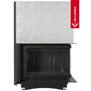 Γωνιακό ενεργειακό τζάκι Kratki Zuzia P BS G 15kW lift-up δεξί με συρόμενη πόρτα