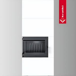 Γωνιακό ενεργειακό τζάκι με διακόσμηση Kratki Simple Box L S Bianco 8kW