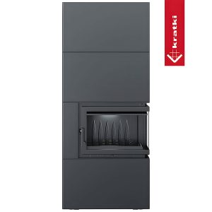 Δεξί γωνιακό ενεργειακό τζάκι Kratki Simple Box P S Black 8kW