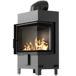Χαλύβδινο ενεργειακό τζάκι ξύλου Kratki Lucy 12 P New Black 12 kW δεξιά γωνία