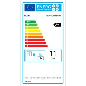 Ενεργειακό τζάκι ξύλου Kratki NBU 500 700 Black 11 kW τριών όψεων με συρόμενη πόρτα