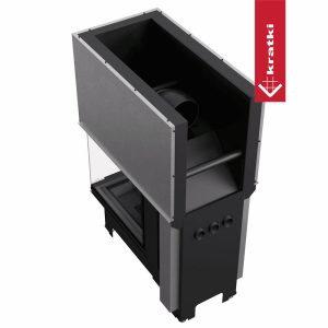 Ενεργειακό τζάκι ξύλου Kratki NBU 500 700 Black 11 kW τριών όψεων με συρόμενη πόρτα