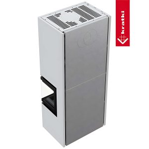 Ενεργειακό τζάκι Kratki Simple Box P S Bianco 8kW σε κατασκευή χάλυβα