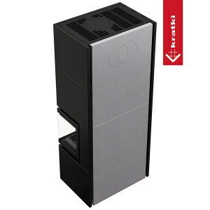 Ενεργειακό τζάκι Kratki Simple Box P S Black 8kW με μεταλλική διακόσμηση