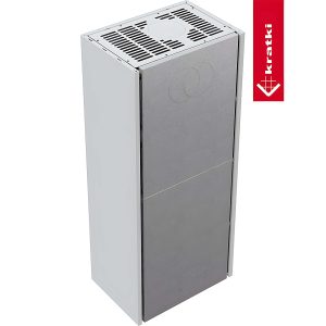 Ενεργειακό τζάκι σε διακόσμηση από λευκό χάλυβα Kratki Simple Box L S Bianco 8kW