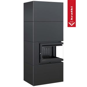 Μαντεμένιο ενεργειακό τζάκι Kratki Simple Box P S Black 8kW δεξιά γωνία
