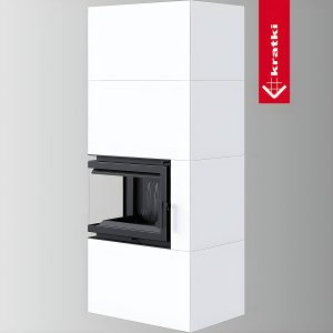 Μαντεμένιο ενεργειακό τζάκι με διακόσμηση Kratki Simple Box L S Bianco 8kW