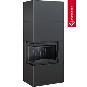 Μοντέρνο ενεργειακό τζάκι Kratki Simple Box L S Black 8kW αριστερή γωνία