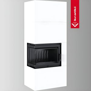 Μοντέρνο ενεργειακό τζάκι με διακόσμηση Kratki Simple Box L S Bianco 8kW