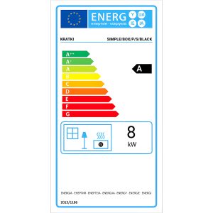 Πιστοποιημένο ενεργειακό τζάκι Kratki Simple Box P S Black 8kW με ενεργειακή κλάση Α