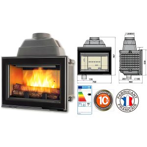 Τεχνικό σχέδιο από το ενεργειακό τζάκι Chazelles HP 700 10kW ίσιο