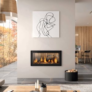 Μοντέρνο σαλόνι με ενεργειακό τζάκι τούνελ Chazelles Cloud 100R DF