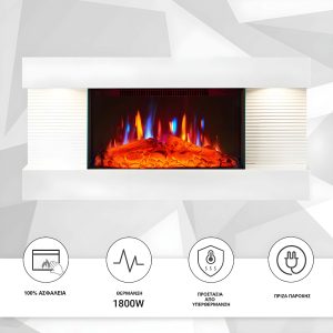 Επιτοίχιο ηλεκτρικό τζάκι Balderia Ira με κομψό σχεδιασμό και ρεαλιστικό εφέ φλόγας