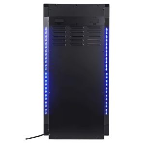 Επιτοίχιο ηλεκτρικό τζάκι Glow Fire Uranus με κυρτή γυάλινη πρόσοψη, τρισδιάστατη φλόγα LED, ρυθμιζόμενη θέρμανση και διακοσμήσεις για μοντέρνους χώρους.