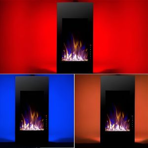Επιτοίχιο ηλεκτρικό τζάκι Glow Fire Uranus με κυρτή γυάλινη πρόσοψη, τρισδιάστατη φλόγα LED, ρυθμιζόμενη θέρμανση και διακοσμήσεις για μοντέρνους χώρους.