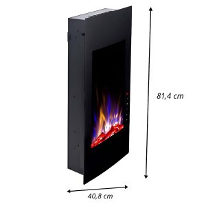Επιτοίχιο ηλεκτρικό τζάκι Glow Fire Uranus με κυρτή γυάλινη πρόσοψη, τρισδιάστατη φλόγα LED, ρυθμιζόμενη θέρμανση και διακοσμήσεις για μοντέρνους χώρους.