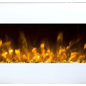 Επιτοίχιο ηλεκτρικό τζάκι Glow Fire Pluto White με γυάλινη πρόσοψη και τρισδιάστατες LED φλόγες