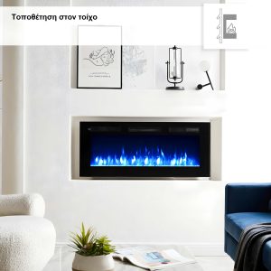 Ηλεκτρικό Τζάκι Επιτοίχιο Ένθετο Επιτραπέζιο 1800W Ίσιο Richen Life 40