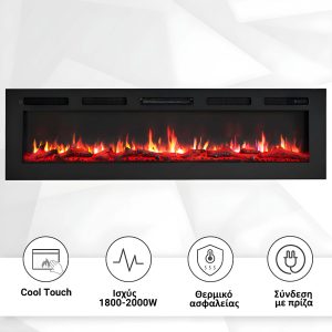 Ηλεκτρικό Τζάκι Επιτοίχιο Ένθετο 1.35m 1800W Ίσιο Richen Life 60