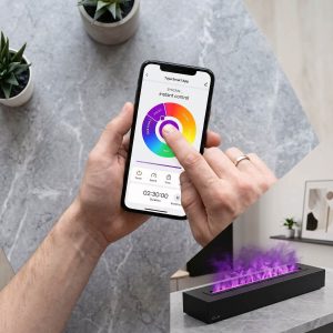 Έλεγχος ηλεκτρικού τζακιού ατμού Jolux ADL 80 μέσω Tuya Smart App στο κινητό με επιλογή χρωμάτων φλόγας - Τζάκι Γιαννούδης Θεσσαλονίκη