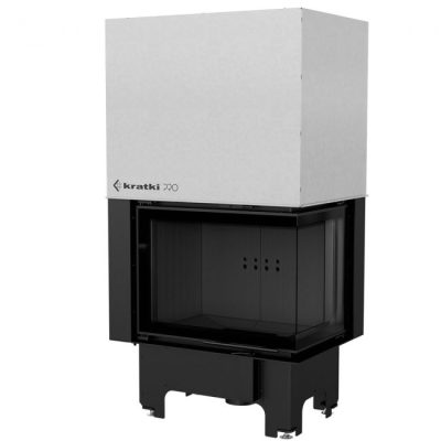 Kratki VNP 700 480 Black Ενεργειακό Τζάκι Ξύλου Αερόθερμο 12kW Δεξιά Γωνία με Συρόμενη Πόρτα