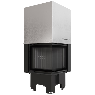 Kratki VNL 480 480 Black Ενεργειακό Τζάκι Ξύλου Αερόθερμο 8kW Δεξιά Γωνία με Συρόμενη Πόρτα