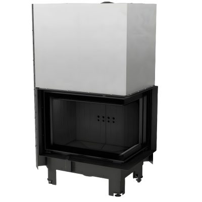 Kratki MBZ P BS G Black Ενεργειακό Τζάκι Ξύλου Αερόθερμο 13kW Δεξιά Γωνία με Συρόμενη Πόρτα