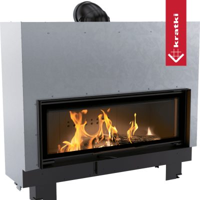 Ενεργειακό τζάκι ξύλου Kratki MB120 G Black μίας όψης με συρόμενη πόρτα 20 kW
