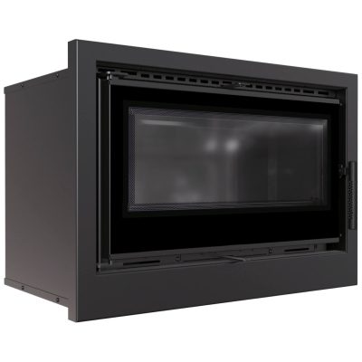 Αερόθερμη ενεργειακή κασέτα τζακιού Kratki Kaseta Arke 70 Black με μαύρες πυρόπλακες και μοντέρνο μαύρο κεραμικό τζάμι