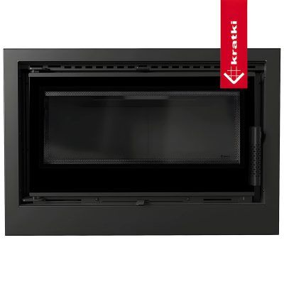 Ίσιο ενεργειακό τζάκι κασέτα Α+ Kratki Kaseta Arke 70 Black 8kW με μαύρα κεραμικά