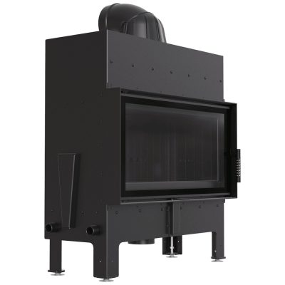 Ενεργειακό Τζάκι Ξύλου Kratki Floki L PF Black 12 kW Ίσιο Ανοιγόμενο από Χάλυβα