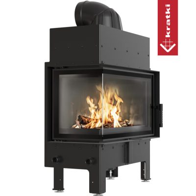 Ενεργειακό Τζάκι Ξύλου Kratki Floki M L Black 10 kW Αριστερό Γωνιακό Ανοιγόμενο από Χάλυβα