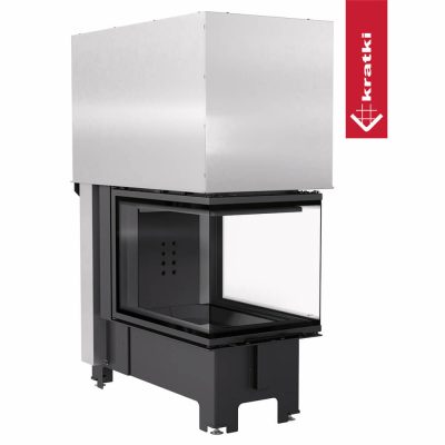 Ενεργειακό τζάκι ξύλου Kratki NBU 500 700 Black 11 kW τριών όψεων με συρόμενη πόρτα