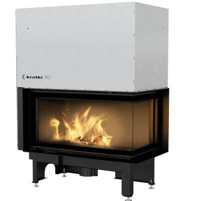 Ενεργειακό Τζάκι Ξύλου Kratki Nadia 14 P BS G Black Δεξί Γωνιακό Συρόμενο Lift-Up από Χάλυβα