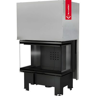 Ενεργειακό τζάκι Α+ Kratki NBC 800 400 Black 10kW τρίπλευρο με συρόμενη πόρτα
